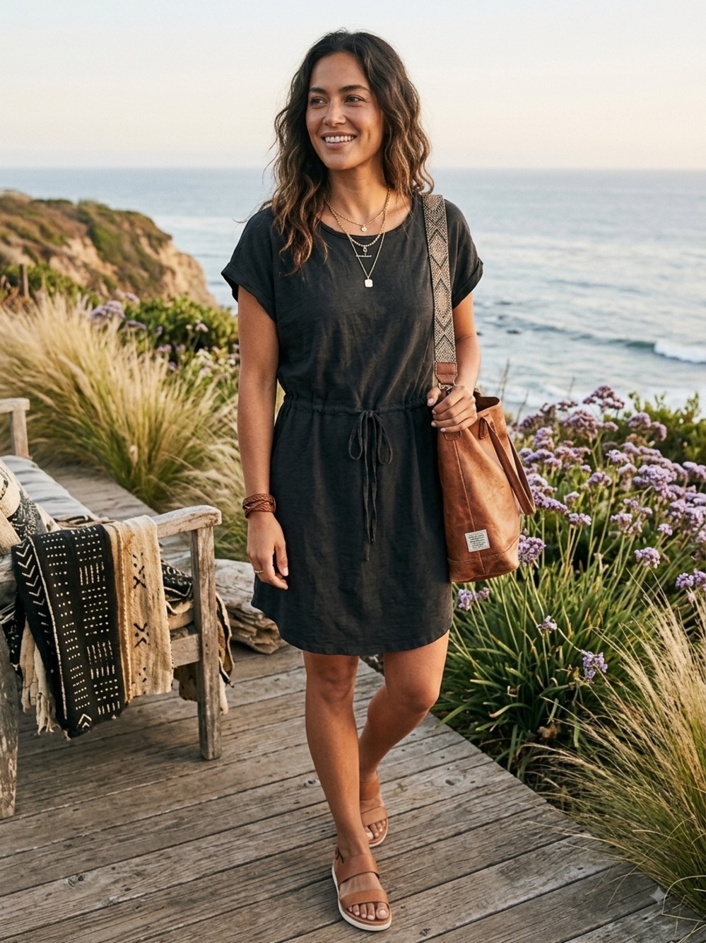 Bono Drawstring Dress- Black